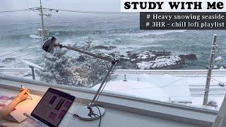 3HR STUDY WITH ME lofi ver. from snowing seaside️lofi playlist