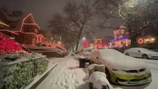 NYC LIFE 2020 | Snow Walk Christmas  in  Dyker height-Brooklyn New York Dec.16