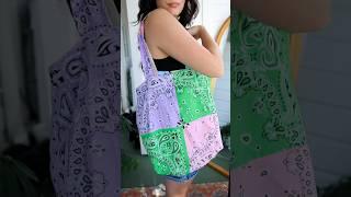 Grabbed some 99 cent bandanas and made my favorite tote bag! #sewing #sewinghacks #sewingtutorial