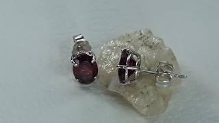 Oval Garnet Studs