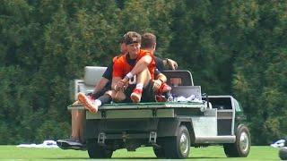 Bengals QB Joe Burrow carted off practice field after calf injury
