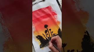 Painting a BREATHTAKING Sunset  Mountain Landscape #shorts