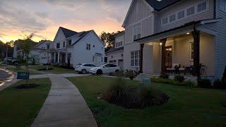 American Neighborhood Walk During Summer Sunset Into Night | Nature Sounds for Sleep and Study