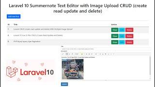 Laravel 10 Summernote Text Editor with Image Upload CRUD (create read update and delete)