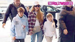 Shakira & Her Sons Stop To Sign Autographs For Fans While Jetting Out Of JFK Airport In New York, NY