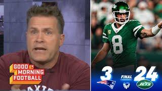 GMFB | Aaron Rodgers is a SUPERHERO - Kyle Brandt reacts to Jets DESTROY Brissett, Patriots 24-3