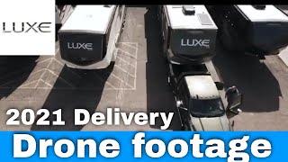 Luxe luxury fifth wheel drone footage - Delivery The RV Factory