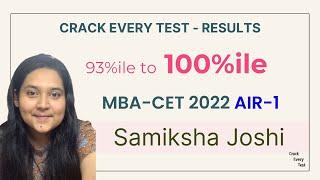 100%ile in MBA CET | CET AIR-1 | Her Prep Story & Growth | CET Motivation | Crack Every Test Result