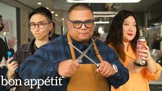 6 Dangerous Cooking Tasks Demonstrated By Pro Chefs | Test Kitchen Talks | Bon Appétit