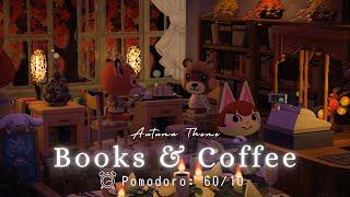 Pomodoro 60/10 • Jazzhop & Lofi chill music + fireplace & windy ambience  Books & Coffee (Autumn) 