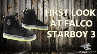 First look Falco Starboy 3 Blk/Fluo motorcycle trainer style protective boot 4K | bikerheadz.co.uk