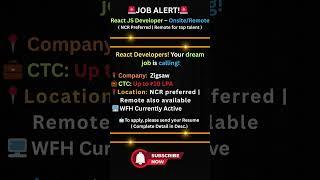 React JS Developer Job | 2–3 Yrs Exp | ₹10 LPA | Remote Option | Apply Fast! #devmap #job #reels