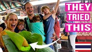 Street food challenge in Bangkok Thailand with kids