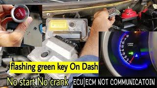 No start No crank||ECM issue  flashing green key on Dash free fix honda nbox 2017