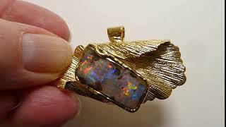 Mohn Roter Boulder Opal Anhänger Goldschmiede Unikat von Kurzmann-Design