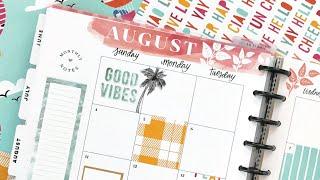 Decorating my August 2019 Monthly Page // Big Happy Planner // Plan with Me!