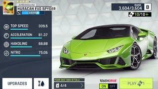 Asphalt 9 Legends play to open all card Huracan Evo Spyder JuzzyGamePlay