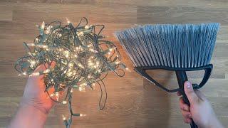 Wrap string lights around a broom for this AMAZING idea!