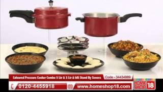 Homeshop18.com - Coloured Pressure Cooker Combo 5 Ltr & 3 Ltr & Idli Stand By Senora