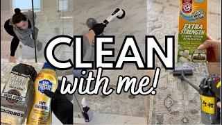 CLEAN WITH ME! Cleaning the area rugs & deep cleaning the shower