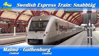 Swedish Express Train, Snabbtåg: Train Trip from Malmö to Gothenburg at First Class