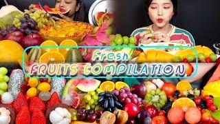 ||ASMR :  JUICY FRUITS EATING COMPILATION  || BY FAMOUS MUKBANGERS ||