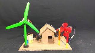 School Project Wind Turbine, Windmill Working Model From Cardboard | Vishal Online Classes