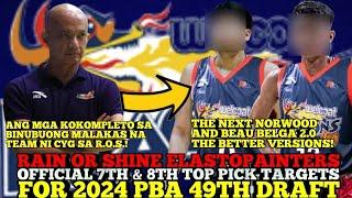 RAIN OR SHINE ELASTOPAINTERS OFFICIAL TOP DRAFT TARGETS FOR 7TH & 8TH PICK THIS 2024 PBA 49TH DRAFT