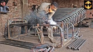 Amazing Process of Making Iron Charpai Bed In Factory with Mass Production | Traditional Fixed Bed