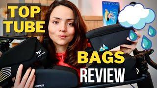 Top Tube Bags Cycling and Bikepacking REVIEW I Waterproof I Bolt on & Straps Apidura Craft Cadence..