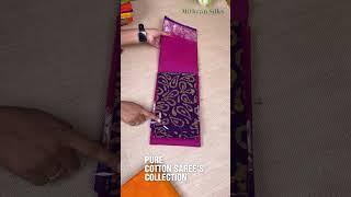 Pure Cotton Sarees with Zari border & brocade blouse Collections by MithranSilks