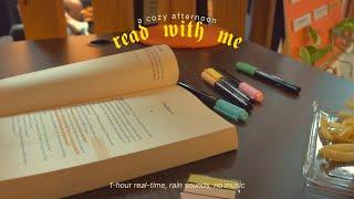 a cozy afternoon read with me  1-hour real-time, rain sounds, no music