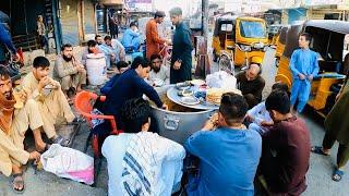 Breakfast street food in Jalalabad Afghanistan | Parati | Pulao | Liver fry | Channa & Lobya Nashta