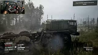 Transporting Garage Trailer With LARGE 8 Wheels Trucks In Swamp Forest