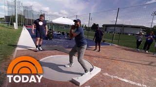 Craig Melvin and Al Roker try shot put with Olympian Ryan Crouser