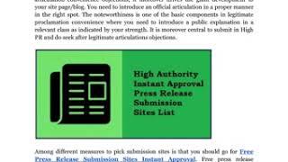 Free Press Release Submission Sites Instant Approval