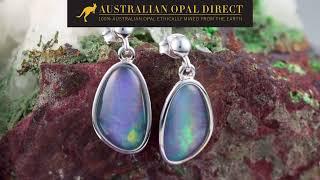 Gold Earrings, Green Earrings, Opal Stud Earrings - Australian Opal Direct | Worldwide Shipping