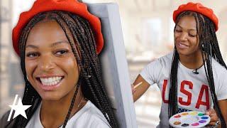 Olympic Gold Medalist Gabby Thomas Talks Simone Biles & Track & Field Group Chat | Behind The Easel