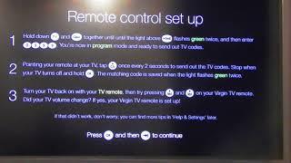 good Virgin Media V6 set top box setup doesnt all work 11sep17