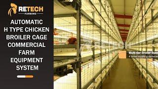 Automatic H Type Chicken Broiler Cage Commercial Farm Equipment System - RETECH Farming