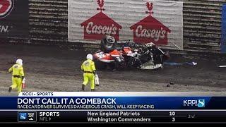 Racecar driver survives dangerous crash, will keep racing