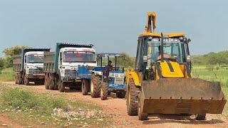 JCB 3dx Eco Loading Mud in TATA Dump Truck | Tata 2518 Truck | Swaraj 744 4wd Tractor