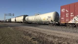 Chicago bound BNSF 8248 mixed freight train @ Galesburg, IL depot 12/19/18