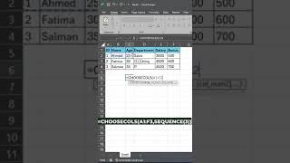 Excel Trick: CHOOSECOLS Function with SEQUENCE #short #shorts  #exceltech #exceltips