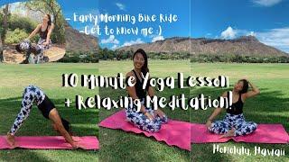 10 Minute Yoga Class in Honolulu Hawaii! (Stress-relieving, relaxing, + fun!)