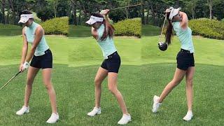 KLPGA Pro Shin Ji-yoon's beautiful golfer's great leggings! Collection of golf swings!