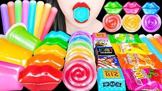 ASMR RAINBOW DESSERTS 직접 만든 무지개 디저트 얼린 닉클립 해외 간식 먹방 FROZEN NIK-L-NIP JELLY CHOCOLATE EATING MUKBANG