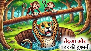 एक तेंदुआ और एक बंदर की कहानी // Hindi Cartoon // Panchatantra Ki Kahani