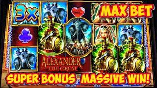 MAX BET - HUGE WIN with Radiating Wilds on Alexander The Great | Classic WMS Slot Machine