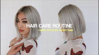 Haircare + How I Style My Hair | hair routine, dyed hair, ashy hair, short hair